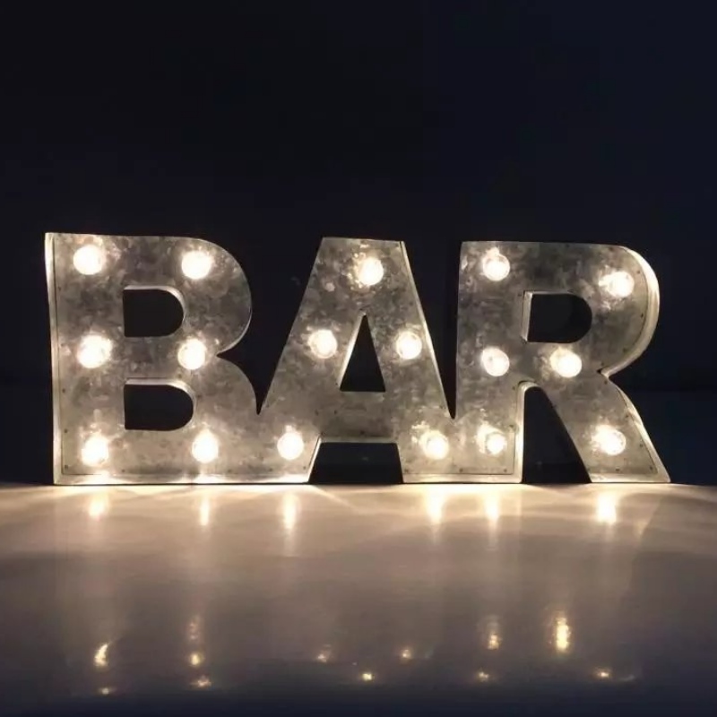 3D LED Metal Tin Bar Sign LED Letter Sign Marquee Letter Light Lamp para Bar Cafe Shop