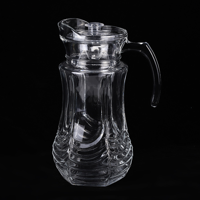 Spot Venta al por mayor de vidrio transparente Olla cegadora Hervidor de agua fría Gran capacidad Resistente a altas temperaturas Jarra de agua fría Jarra de bebida de jugo personalizada