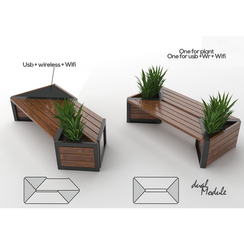 Banco de Panle solar elegante del estilo modificado para requisitos particulares para la carga al aire libre del teléfono celular del parque