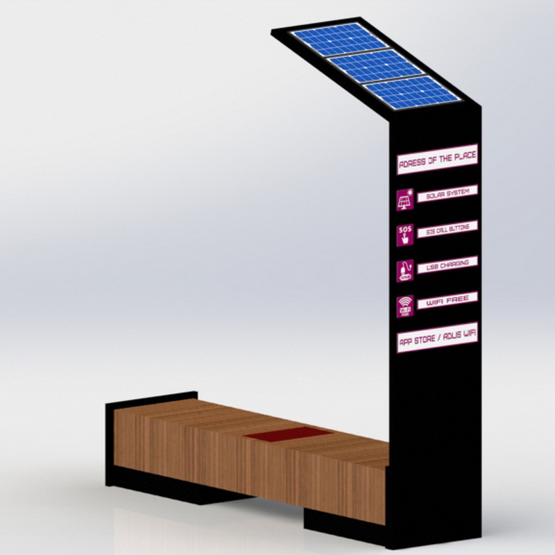 Acero inoxidable Wifi inteligente USB que carga el banco al aire libre solar con pantalla LED