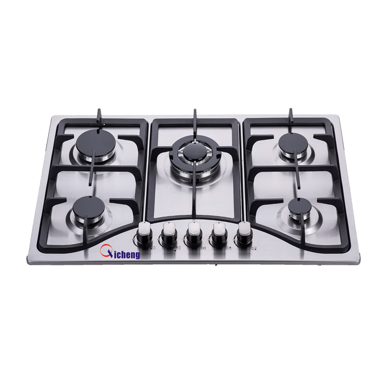 OEM marca 210 de acero inoxidable de 5 quemadores bulit en la estufa de gas de la encimera