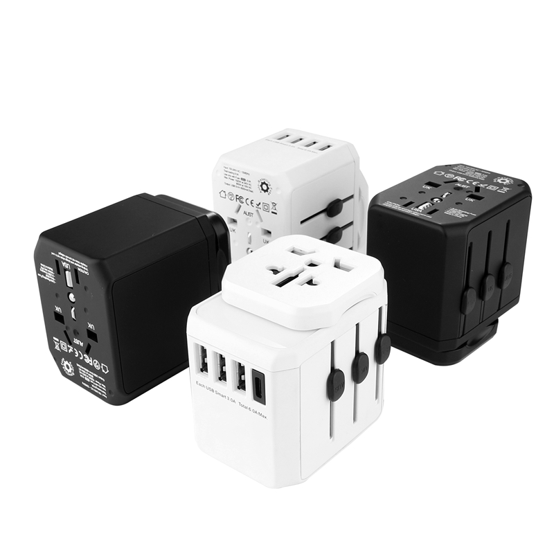 Grouding en todo el mundo enchufes universal 3 USB + puerto tipo C adaptador de viaje multipropósito con conexión a tierra estándar