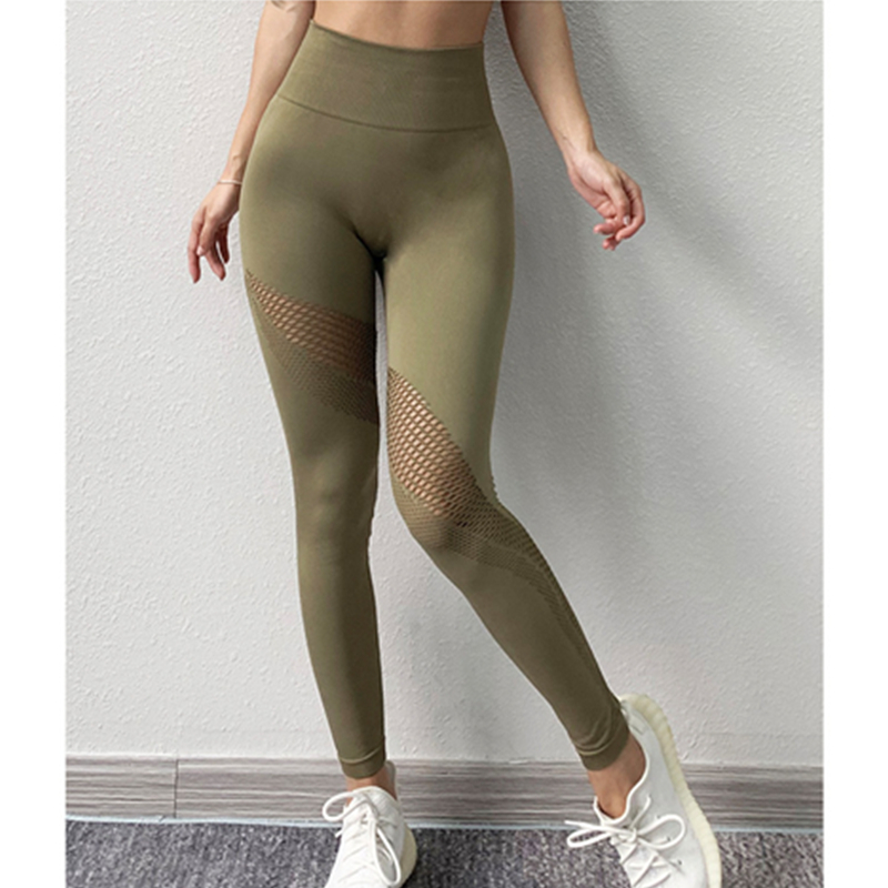 Pantalones deportivos transpirables tallados huecos para mujer Pantalones de secado rápido para yoga Pantalones para correr sudor con absorción de humedad