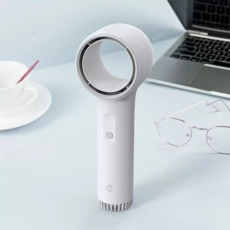 Juntaitong MiNi Ventilador sin aspas de mano Seguridad sin aspas Viento fuerte Bajo ruido Hermoso y portátil Paleta Ventilador para uso en viajes - Blanco