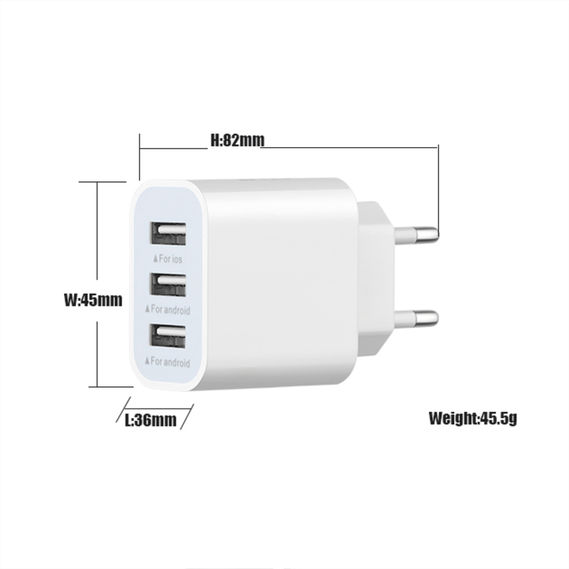 Enchufe eléctrico enchufe teléfono móvil cargador rápido adaptador universal 3usb