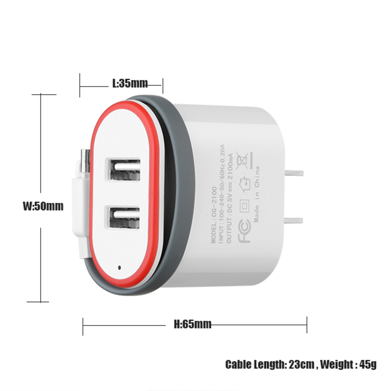 Logotipo del OEM Los últimos accesorios móviles Cargador USB súper rápido y rápido de la UE 5V para el teléfono Android Cargador múltiple Cargador de pared USB
