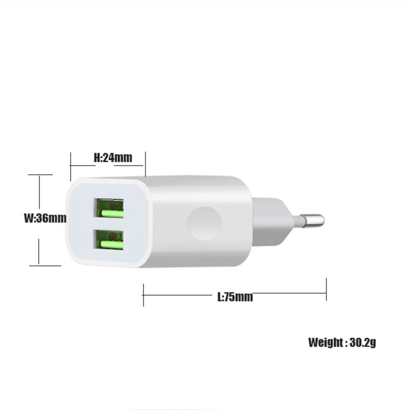 Cargador de pared USB portátil UE / EE. UU. De doble puerto Cargadores USB de puerto múltiple OEM / ODM