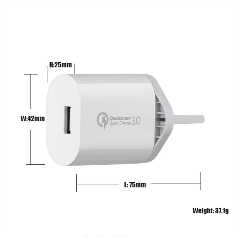 Adaptador de cargador de viaje de pared USB QC 3.0 de 18 W Cargador rápido de teléfono móvil Cargadores USB de múltiples puertos