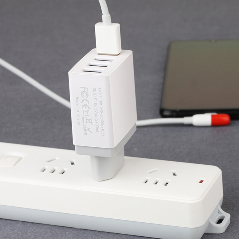 Adaptador de cargador de viaje de pared USB de 4 puertos Cargador rápido para teléfono móvil