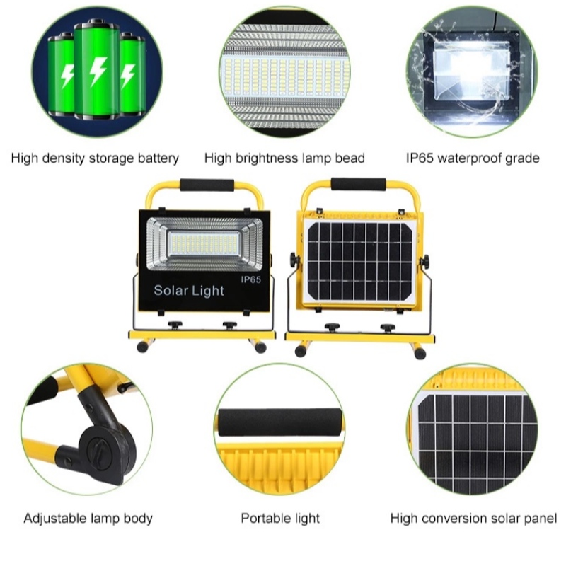 Lámpara solar LED de aluminio resistente al agua ip65 portátil SMd 50w 100W