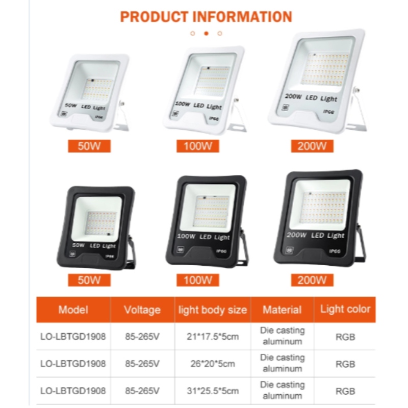 Lámparas de aluminio ip66 50 W 100W 200 W LED