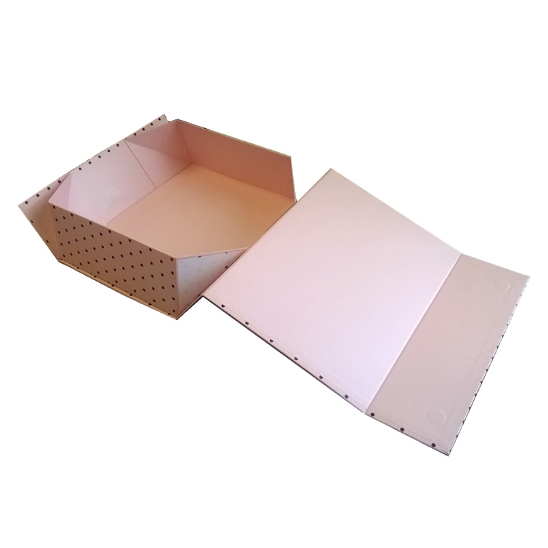 Caja magnetizada plegable rosada, caja de almacenamiento resistente.