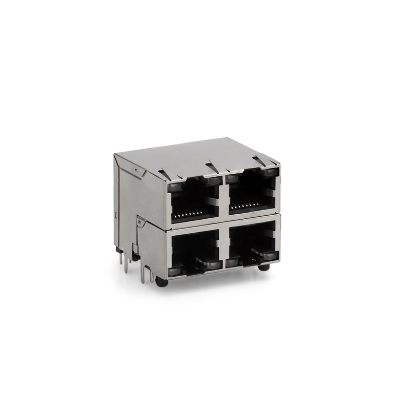 RJ45, 2x2, LED, caja blindada.