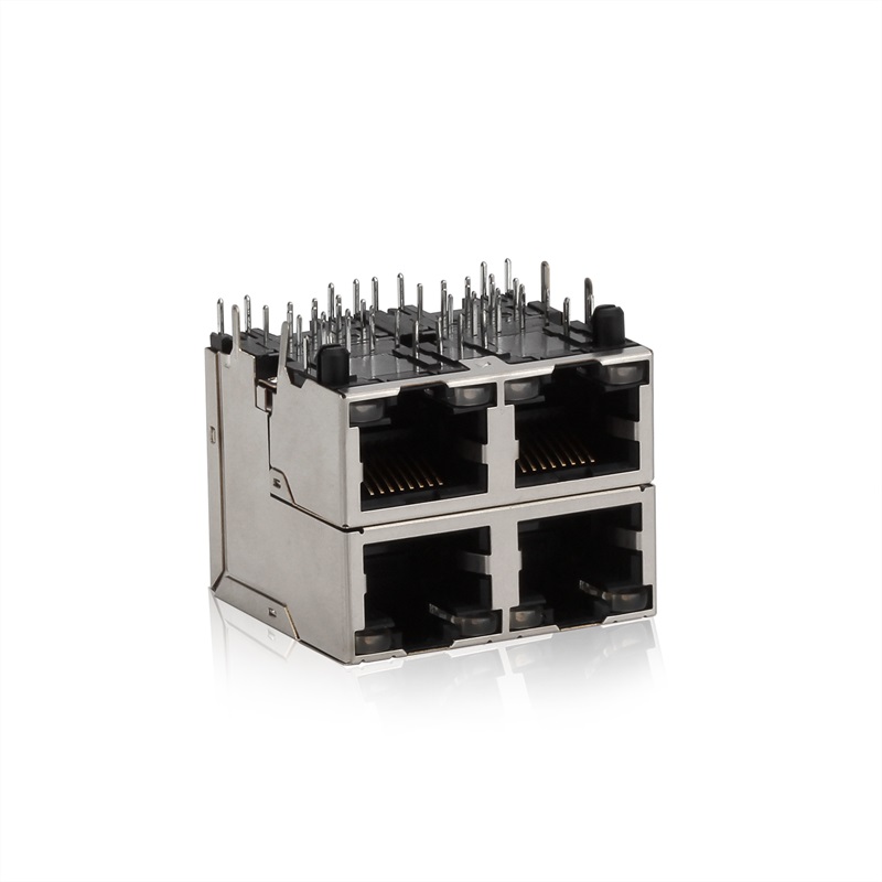 RJ45, 2x2, LED, caja blindada.