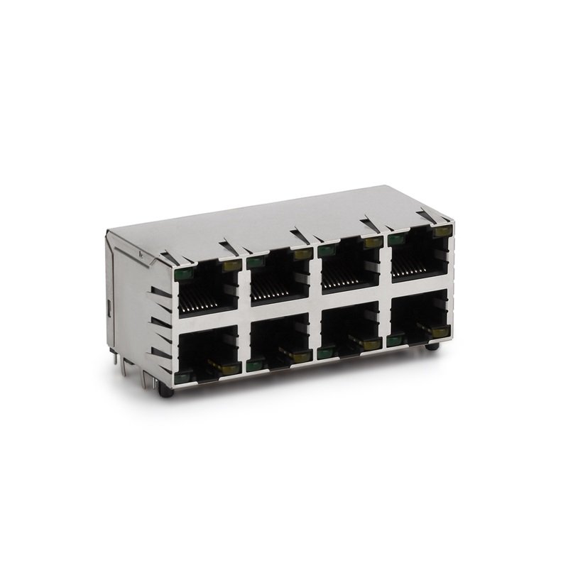RJ45, 2x4, LED, caja blindada.