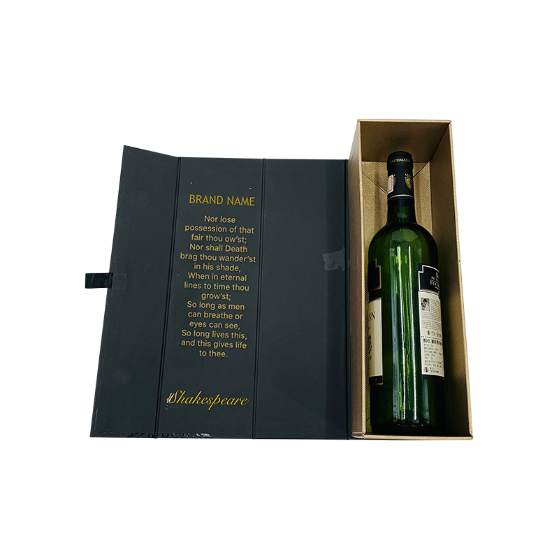 Caja de regalo de botella de vino azul oscuro