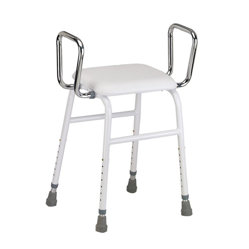 Taburete multiusos con brazos ajustables y respaldo acolchado