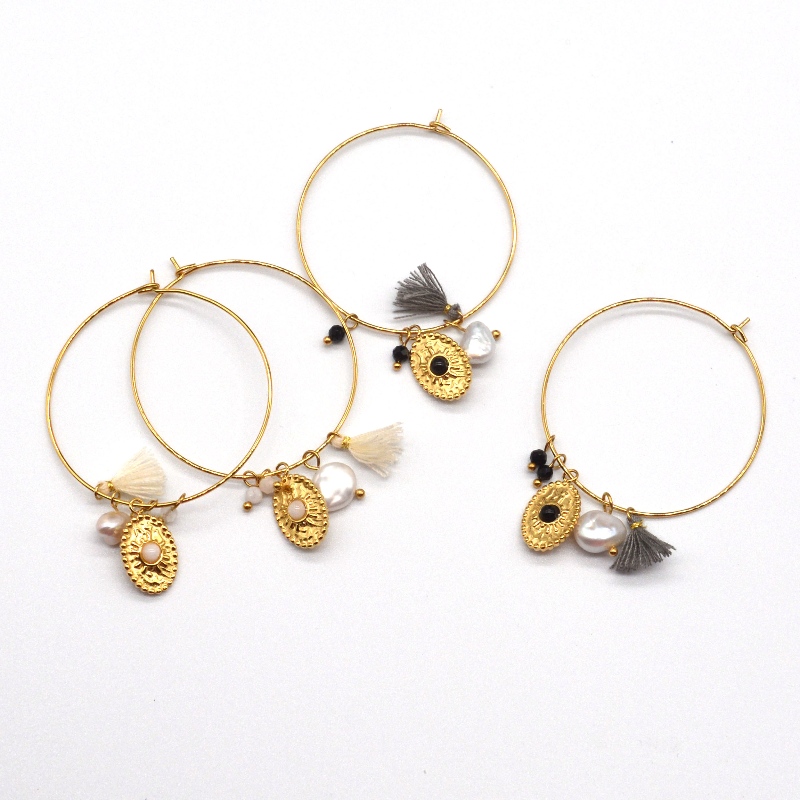 Pendientes de tubo redondo pulidos clásicos dorados de acero inoxidable, fábrica de procesamiento de joyas de Ruifanbao de China