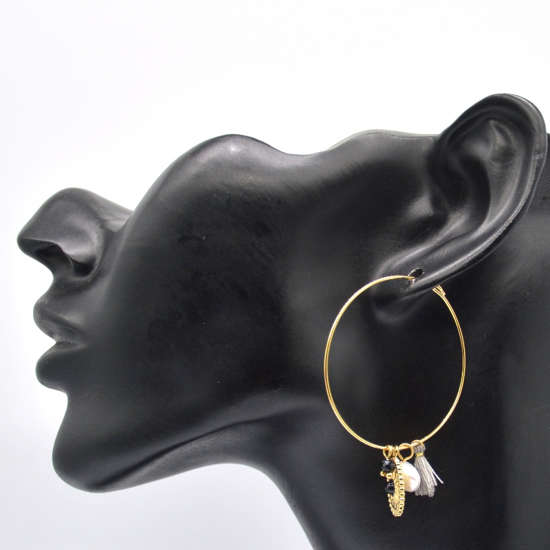 Pendientes de tubo redondo pulidos clásicos dorados de acero inoxidable, fábrica de procesamiento de joyas de Ruifanbao de China