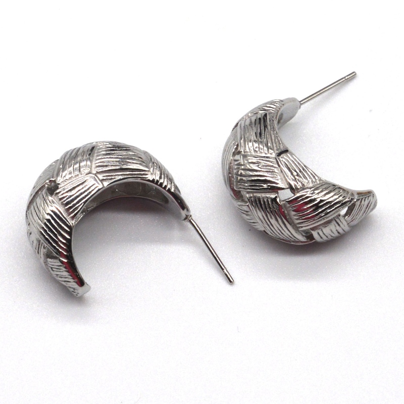 Pendientes de plata pendientes redondos de sarga grabados para mujer, fábrica de procesamiento de joyas de Ruifanbao de China