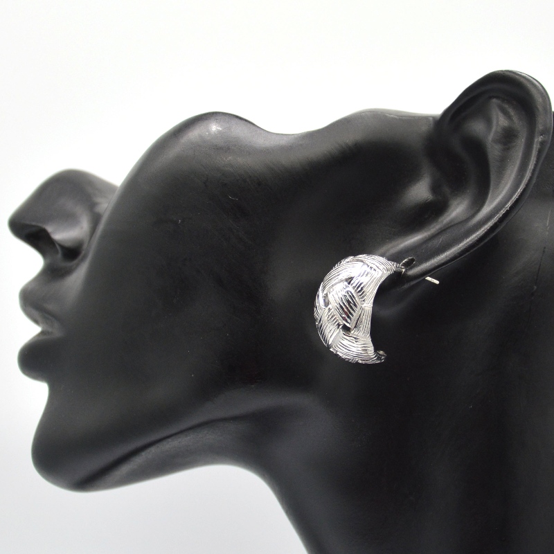 Pendientes de plata pendientes redondos de sarga grabados para mujer, fábrica de procesamiento de joyas de Ruifanbao de China