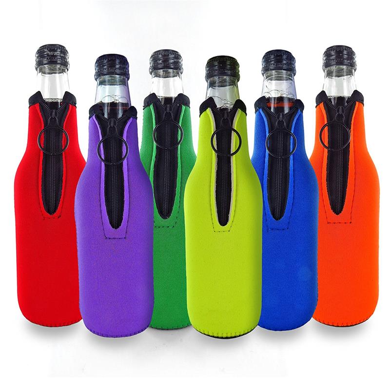 Funda de neopreno para botella de cerveza con cremallera