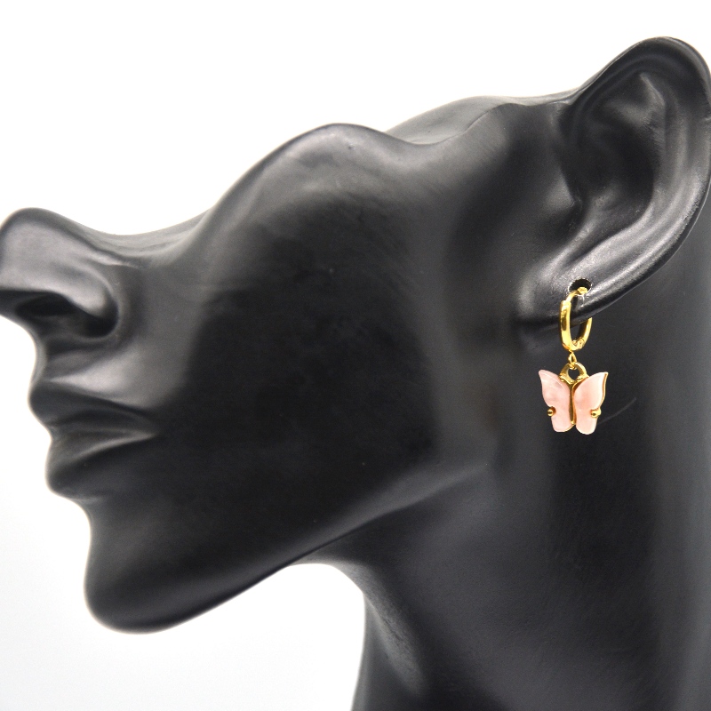 Aretes de mariposa, joyas de color, anillos de oro, aretes de fiesta de la mujer