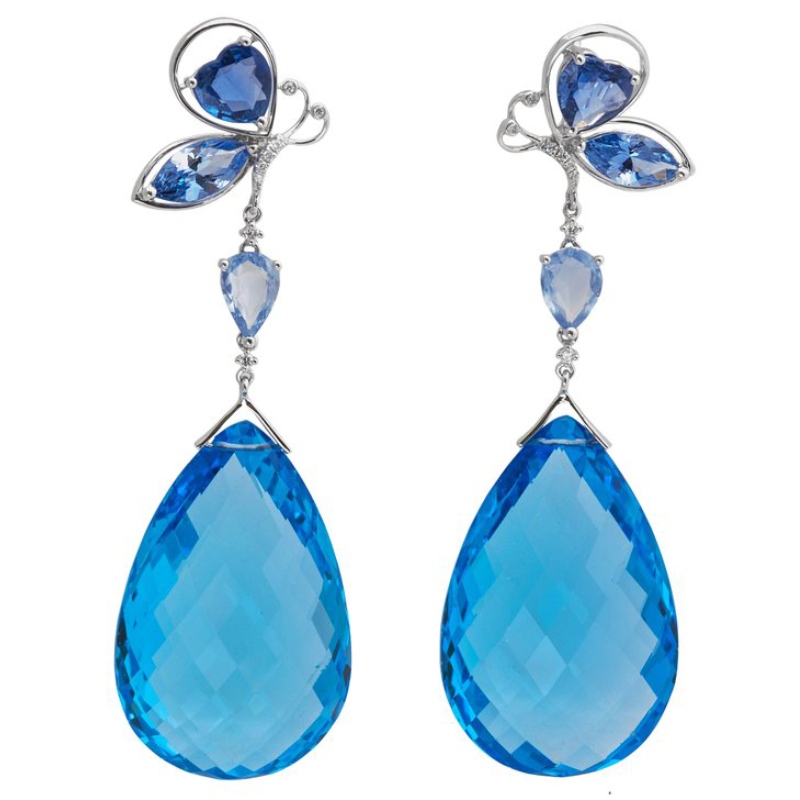 Pendientes colgantes de mariposa de plata de ley 925 con ajuste de garra artesanía Fábrica de procesamiento de joyería China Ruifanbao