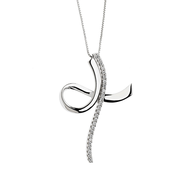 Señoras tipo cruzado simple 925 collar de piedra viscosa de plata China Ruifanbao Jewelry Factory