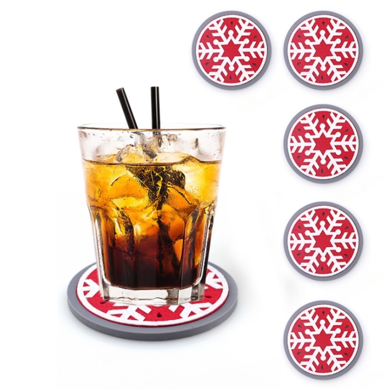 10 posavasos redondos de fieltro navideño engrosado