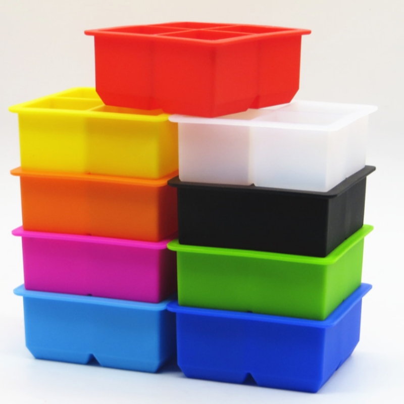 Gel de sílice Rejilla de hielo de 4 rejillas Molde cuadrado de gel de sílice de 4 conexiones Caja de accesorios cuadrada de 4 orificios Barra de whisky Caja de fabricación de hielo