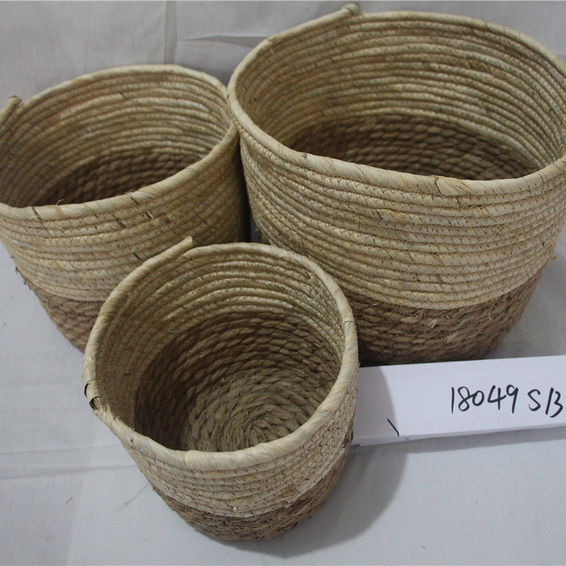 Cesta de almacenamiento de pasto marino natural con tapa y asas Cesta de almacenamiento de artículos diversos