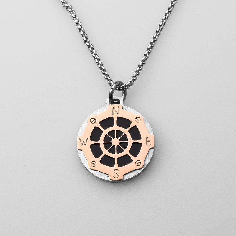 Collar de hombre colgante de ancla de viento de timón de joyería de acero inoxidable de estilo italiano hecho en china