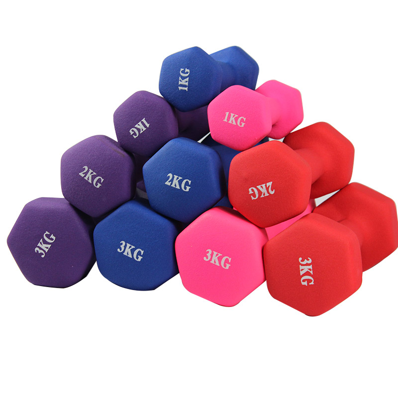 Pesas de gimnasia bañadas en neopreno de color de nuevo diseño 2020
