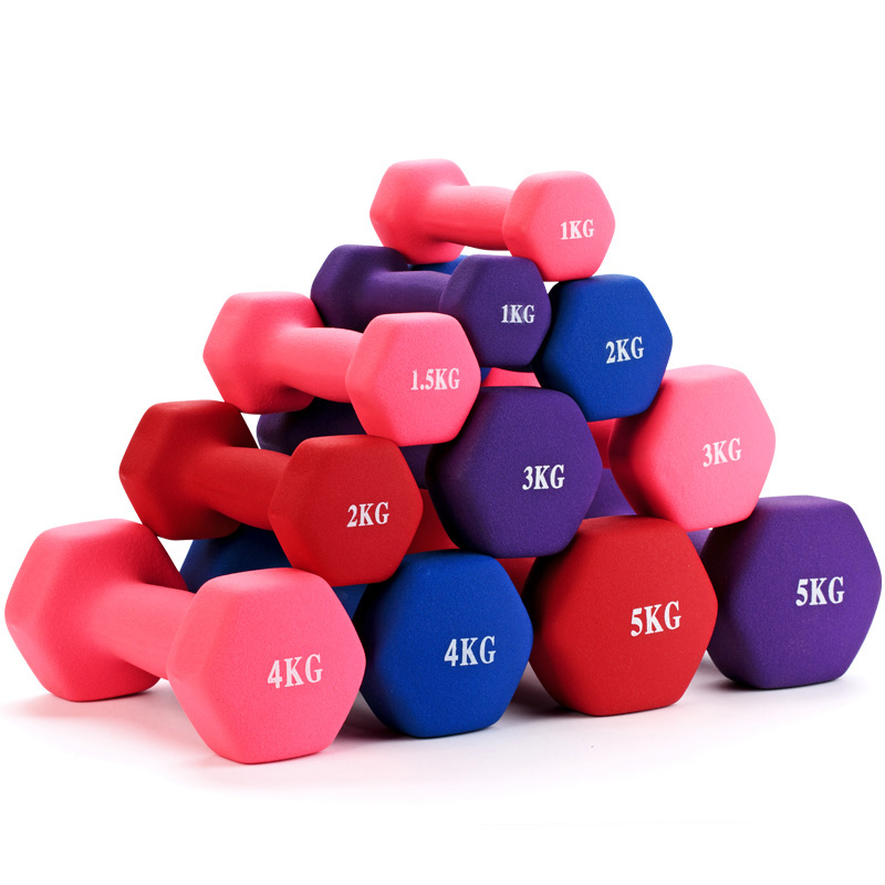 Gran oferta mancuernas de neopreno recubiertas de hueso rosa de goma de gimnasio de ejercicio de alta calidad