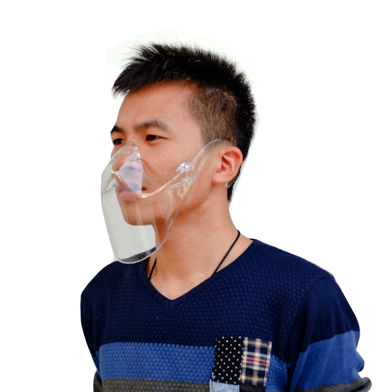 Protectores faciales transparentes y transparentes Cubierta de boca de plástico Anti salpicaduras Pantalla facial de moda Protector facial