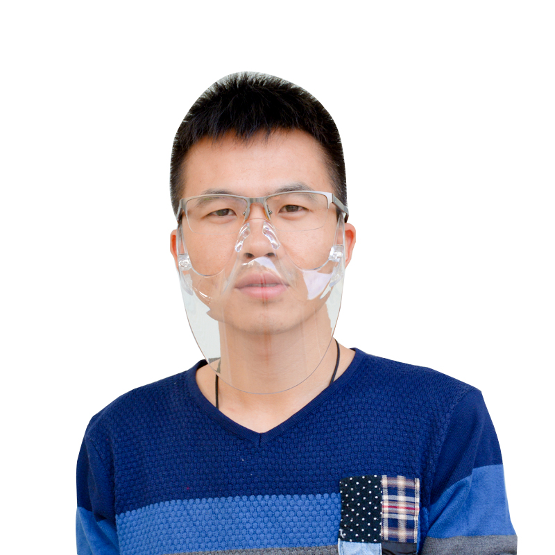 Protectores faciales transparentes y transparentes Cubierta de boca de plástico Anti salpicaduras Pantalla facial de moda Protector facial