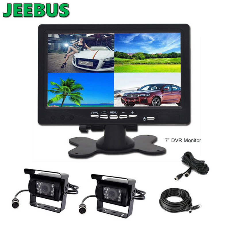 AHD 7inch DVR Monitor con cable Sistema de grabación de vídeo de cámara de marcha atrás con vista trasera delantera para camión y autobús