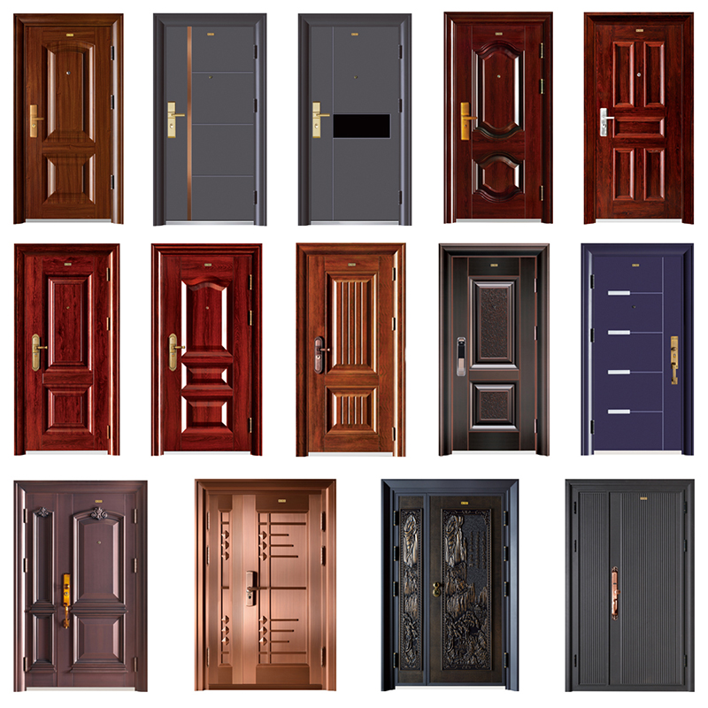 Puertas de acero inoxidable multifuncional puertas de seguridad residencial puerta principal de acero puertas exteriores baratas puertas de vidrio comercial externo puertas de alta estantería baratas puertas de garaje nuevo diseño estr...