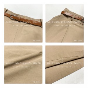 Diseño holgado Minimalista Estilo recto Casual Algodón y lino de color sólido Falda midi personalizada de gran tamaño 16532