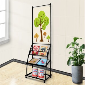 TMJ -549 Revestimiento de polvo de piso portátil al por mayor estante de exhibición de revistas de metal