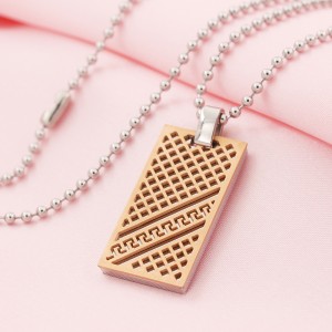 Collar con colgante de placa de identificación de dos tonos de acero inoxidable al por mayor