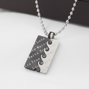 Collar con colgante de amor verdadero dos en uno de acero inoxidable al por mayor