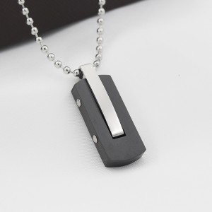 Collar Colgante Chapado En Negro Bicolor De Acero Inoxidable Al Por Mayor