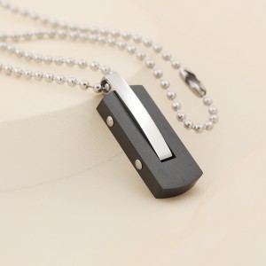 Collar Colgante Chapado En Negro Bicolor De Acero Inoxidable Al Por Mayor