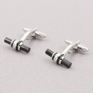 Gemelos chapados en negro de dos tonos de acero inoxidable para regalo