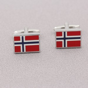 Accesorio de joyería de moda Gemelos de esmalte Gemelos de bandera noruega