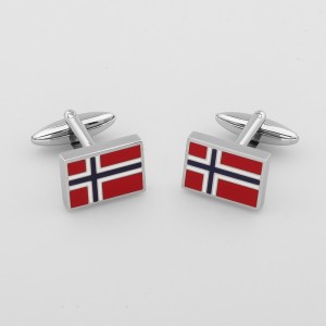 Accesorio de joyería de moda Gemelos de esmalte Gemelos de bandera noruega