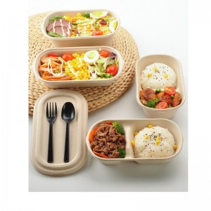 Cajas de comida rápida para llevar ovaladas envases biodegradables de envasado de alimentos de bagazo con tapa transparente