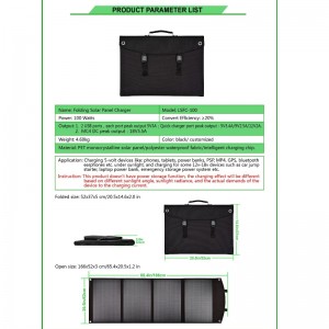 Bolsa plegable solar de 100 W